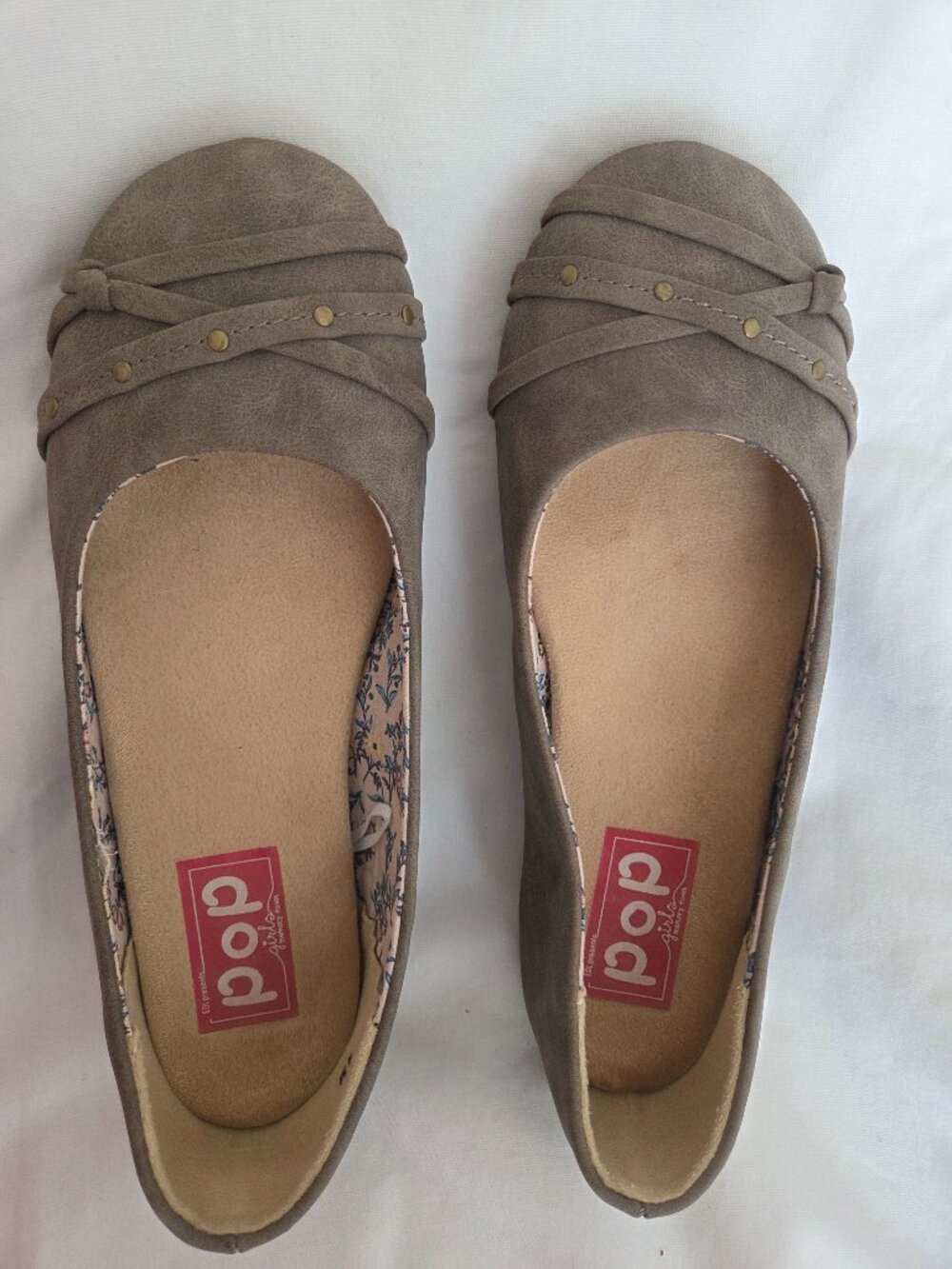 Pop‎ Girls Crisp Stone Distress Ballet Flats 4M